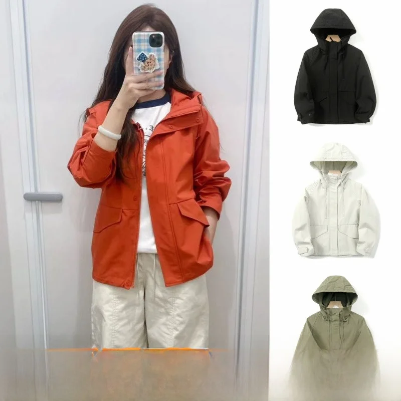 

Lightweight Tear-Resistant M5 Workwear Jaet with Hood for Women Spring Autumn Season Sli Japanese Sle U-aped Coat