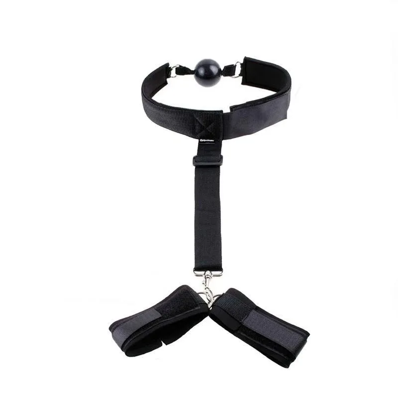Adult Reverse Handcuffs SM Couple Reverse-Hand Oral Plug Female Toy Reverse Handcuffs Bondage Restraint Training Equipment