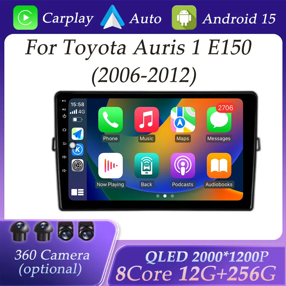 

Wireless Carplay for Toyota Auris 1 E150 2006 -2012 HD Screen Car Radio Video Audio Multimedia Player GPS Navigation DSP Stereo