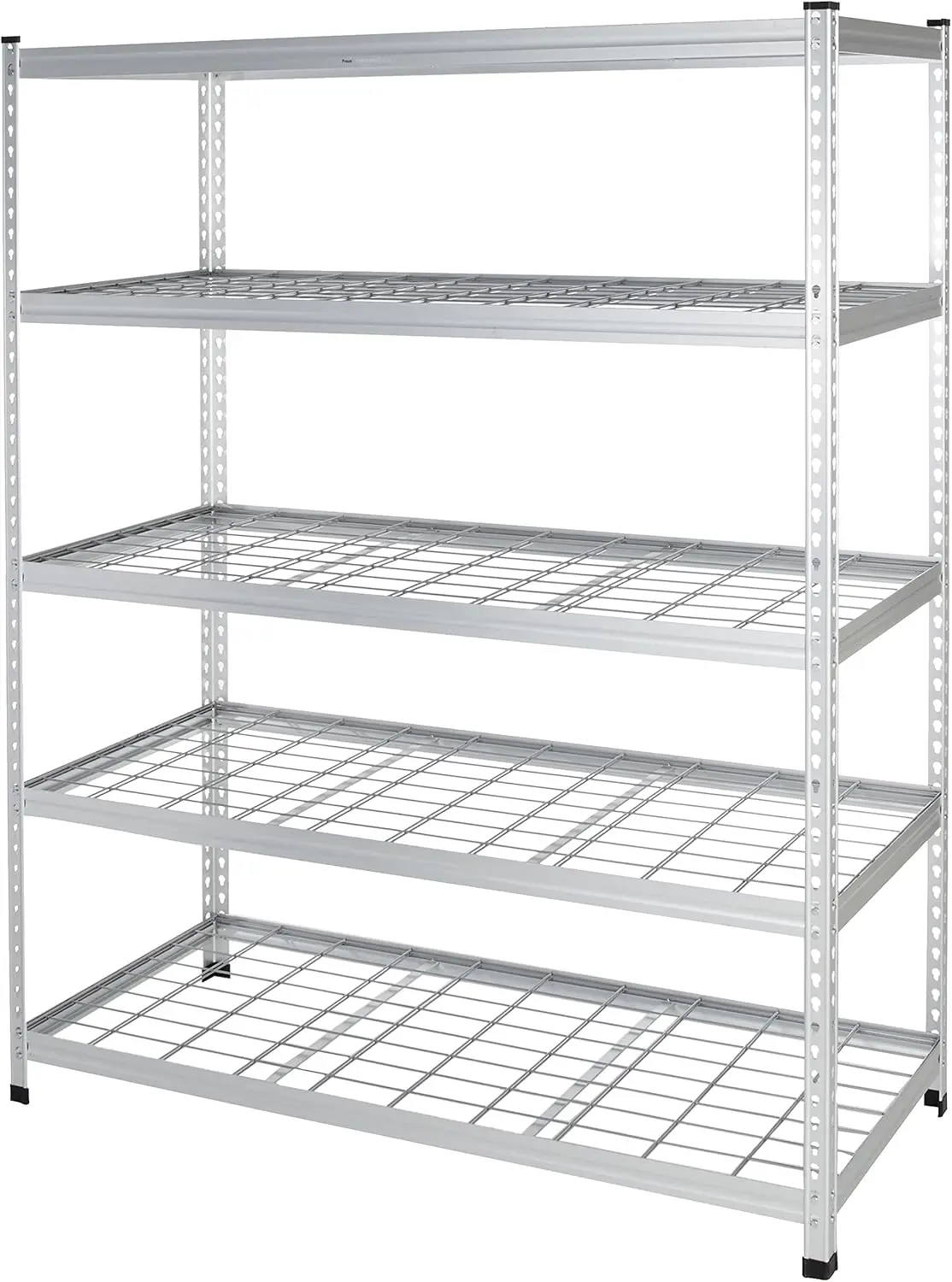 Heavy Duty Garage Storage Shelving Unit Double Post 5 Shelf High-Grade Aluminum Silver 60 X 24 X 78 Inch