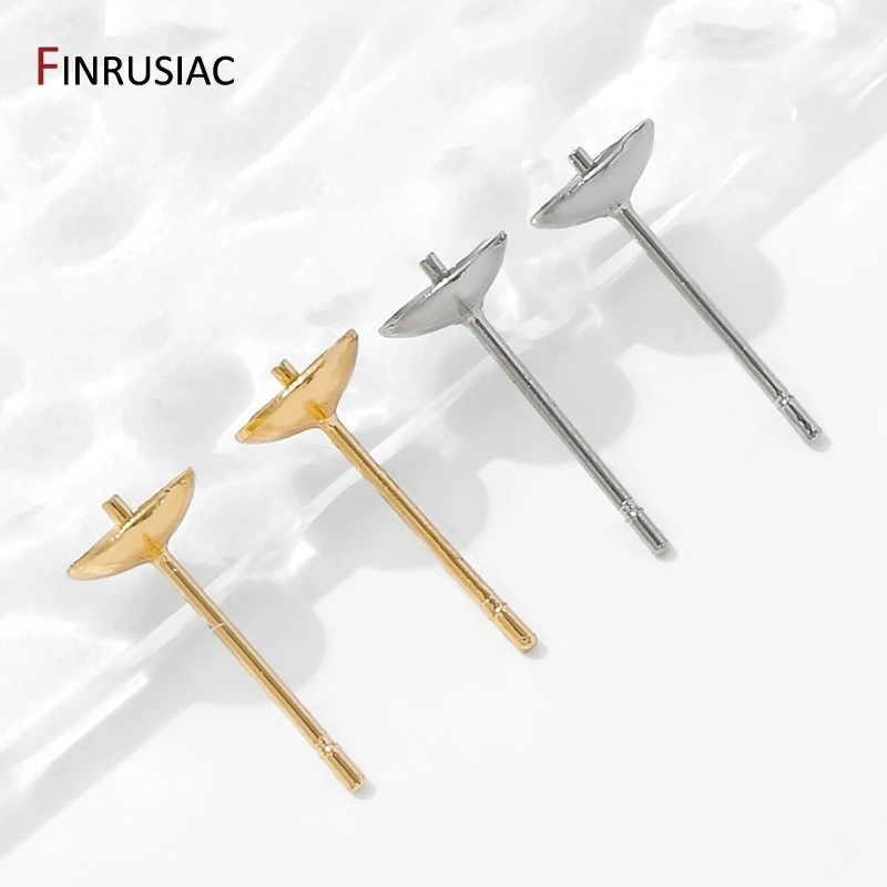 14-каратное позолоченное латунное основание для сережек, пустая стойка для ушей, лоток для ушей, беруши для жемчуга, аксессуары для изготовления сережек «сделай сам»