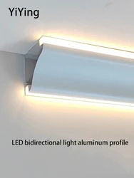 Led Aluminum Profile Top Corner Line Light Strip Wall Washing Slot Surface Mounted No Suspended Ceiling Lamp Double Luminescence