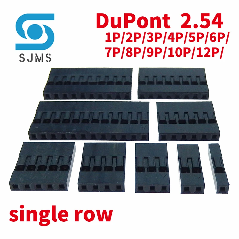 DuPont 2.54 2.54MM Connector 1P 2P 3P 4P 5P 6P 8P 10P 12P Single Row Plastic Shell 1/2/3/4/5/6/7/8/9/10/11/12Pin