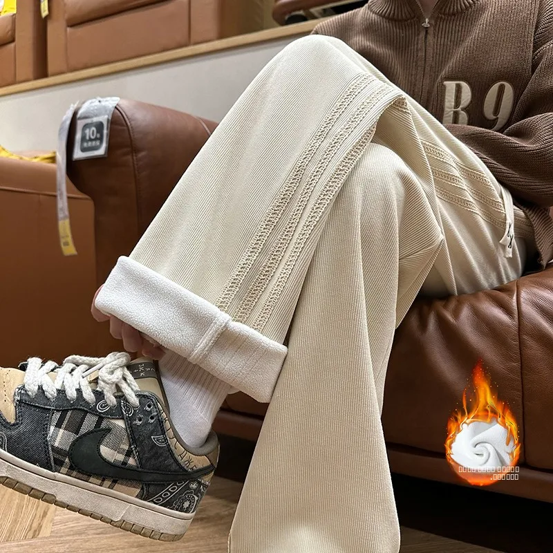 

Мужские вельветовые брюки утепленные, зимние, осенние, прямые, широкие, американские, премиум-класса, больших размеров, фланелевые, повседневные брюки