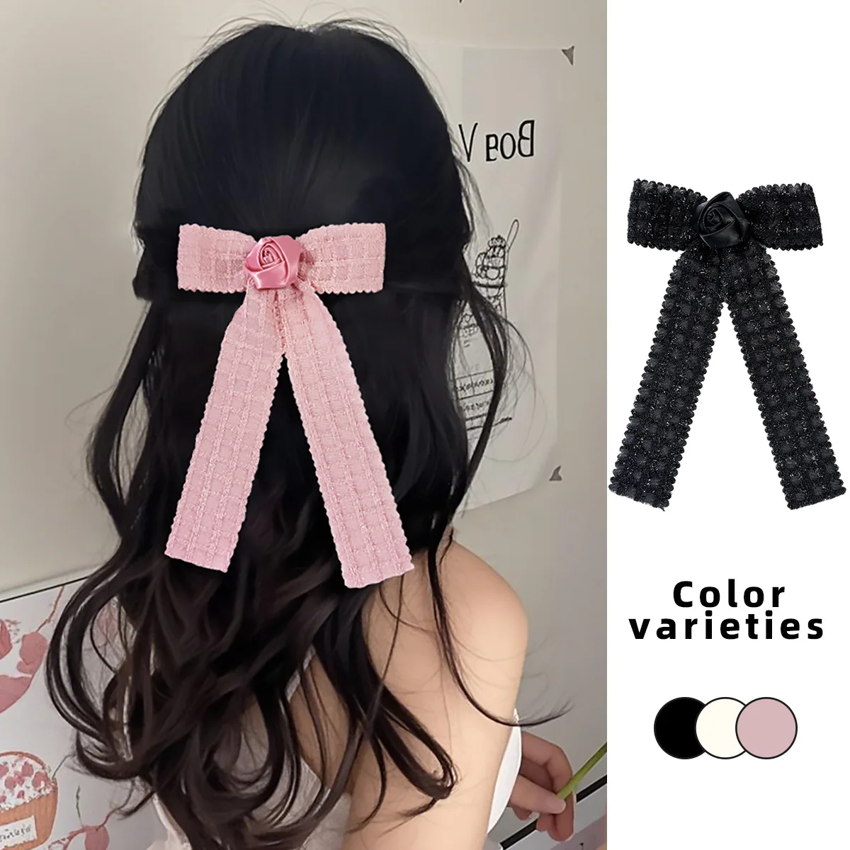 24pcs Ruffle Hair Bow Clips 5.3