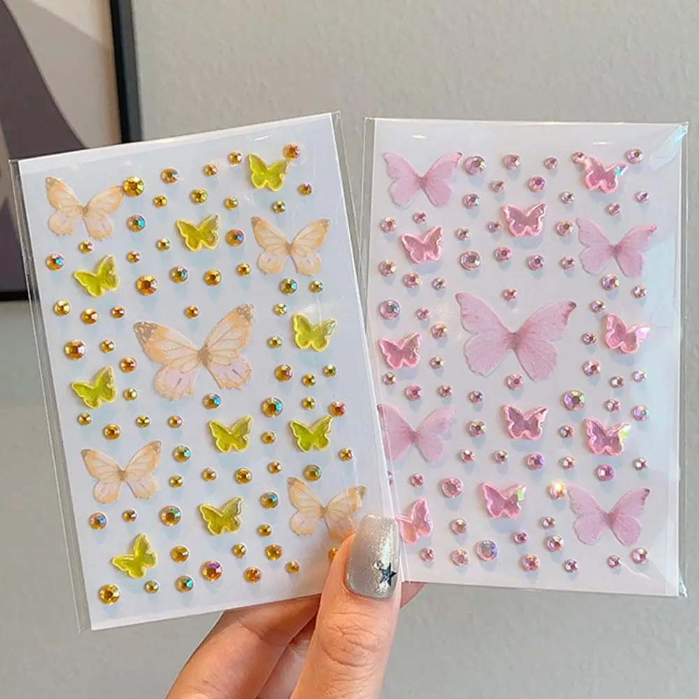 5 colori adesivi con diamanti per bambini autoadesivi fata farfalla viso occhi fai da te tatuaggi facciali per la decorazione del trucco del partito di scena