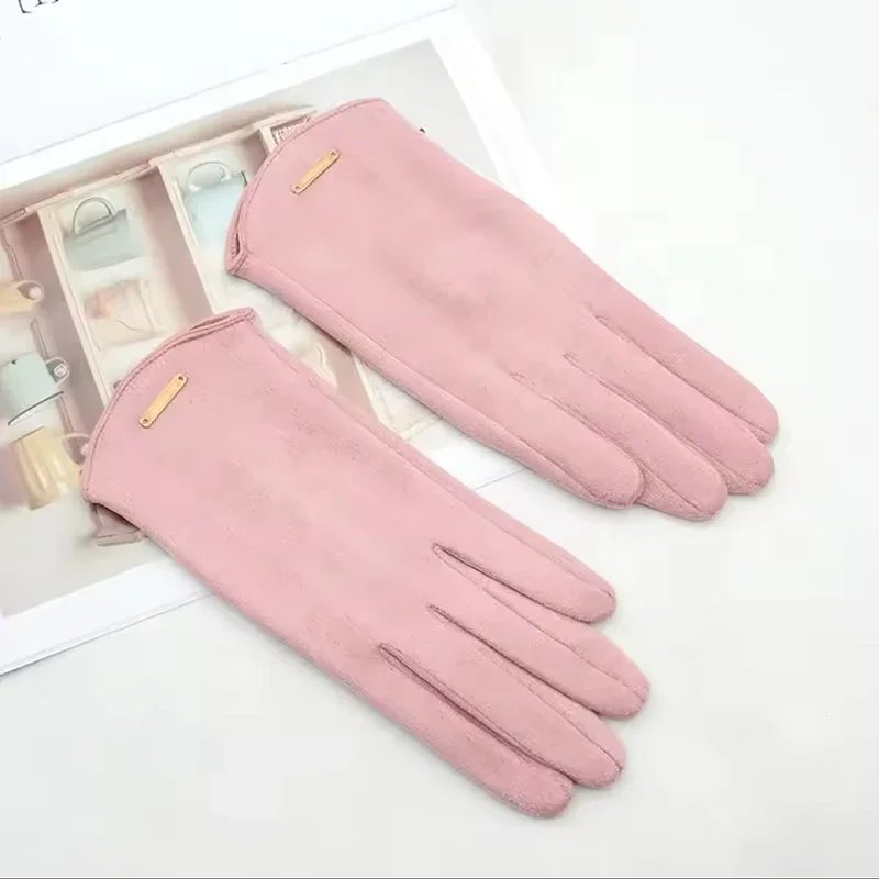AliExpress MINISO Women Autumn Winter Keep Warm Touch Screen Thin Solid Simple Gloves Cycling Drive Suede Fabric Elegant Windproof