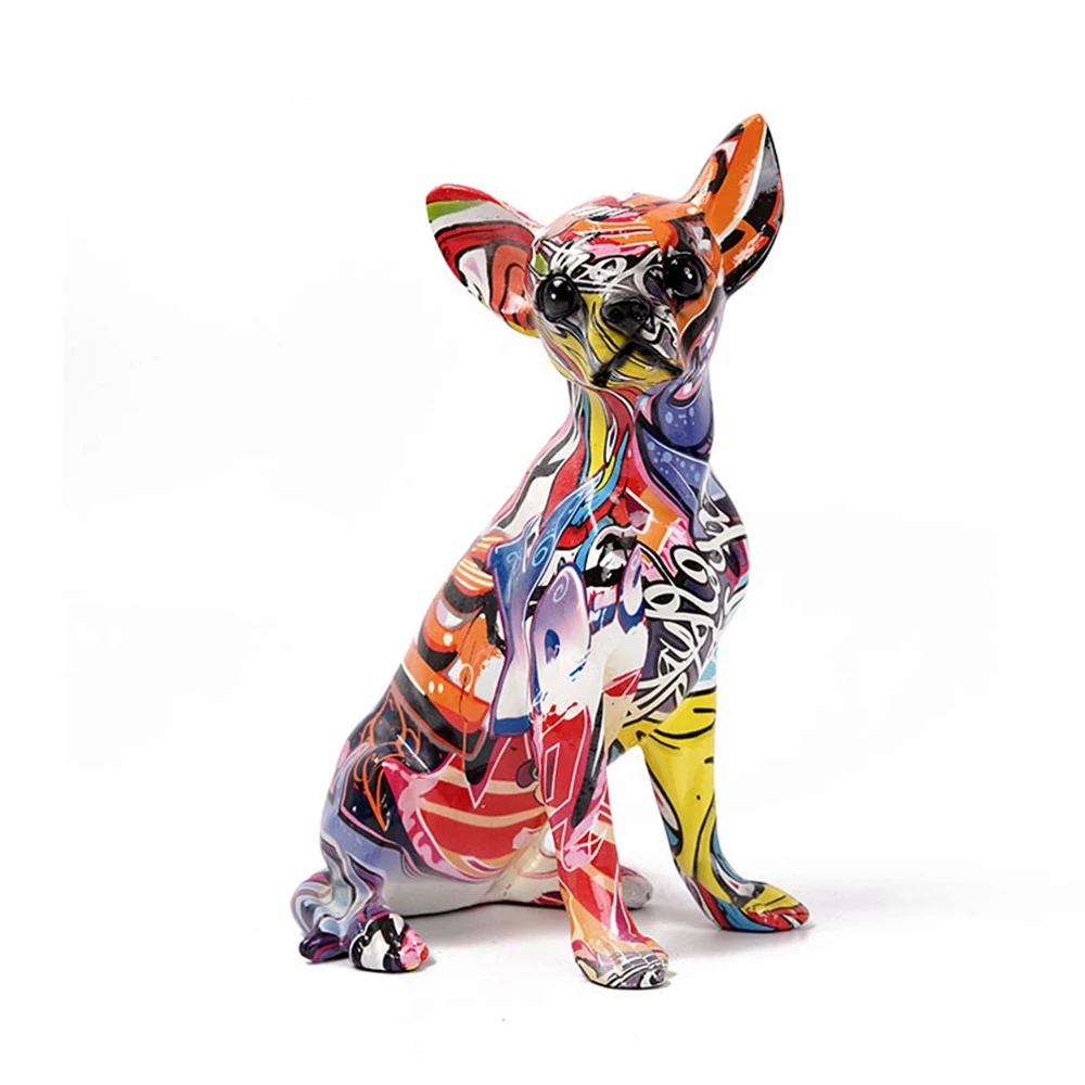 

colorful Chihuahua dog ornaments home decor living room foyer Statue Sculpture Figurine Nordic Room Home Decor Decoration Desk