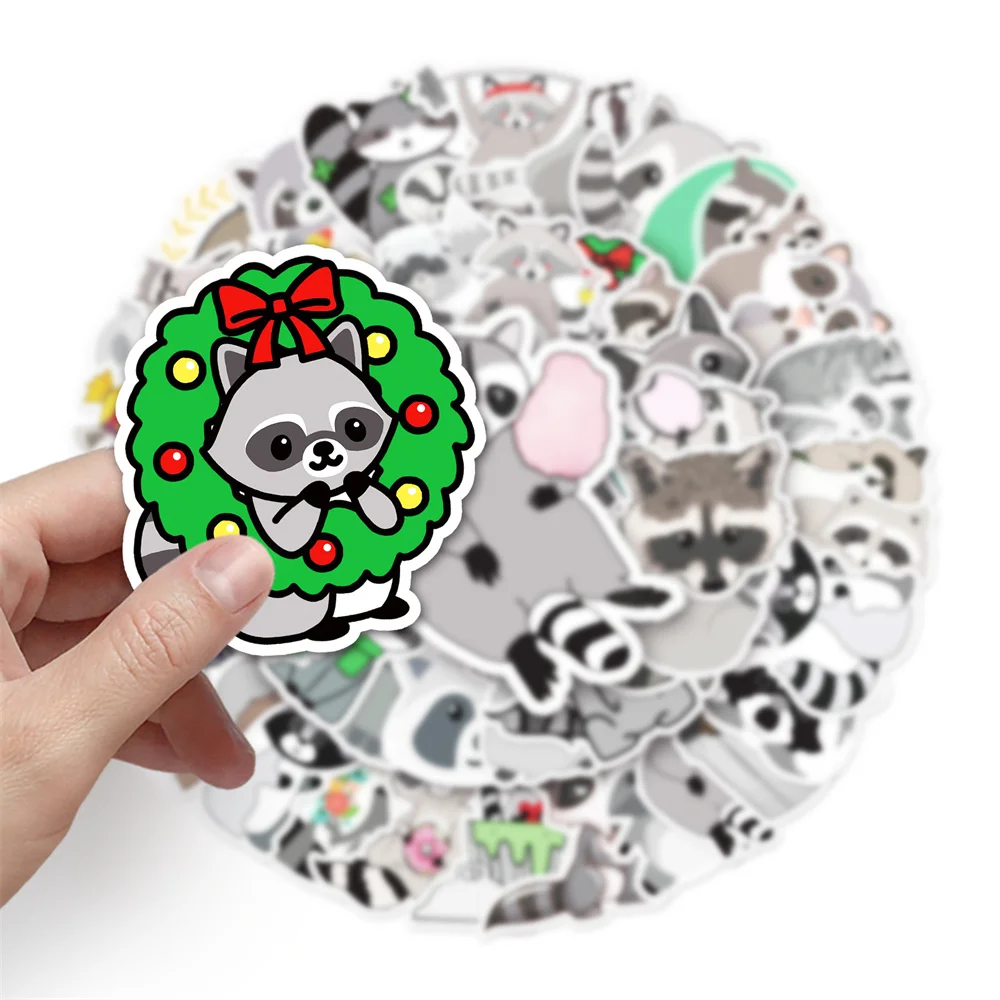 10/30/50PCS Little Raccoon Animal Graffiti Sticker Cartoon Creative Sticker Desk Guitar ComputerCar Waterproof Sticker Wholesale