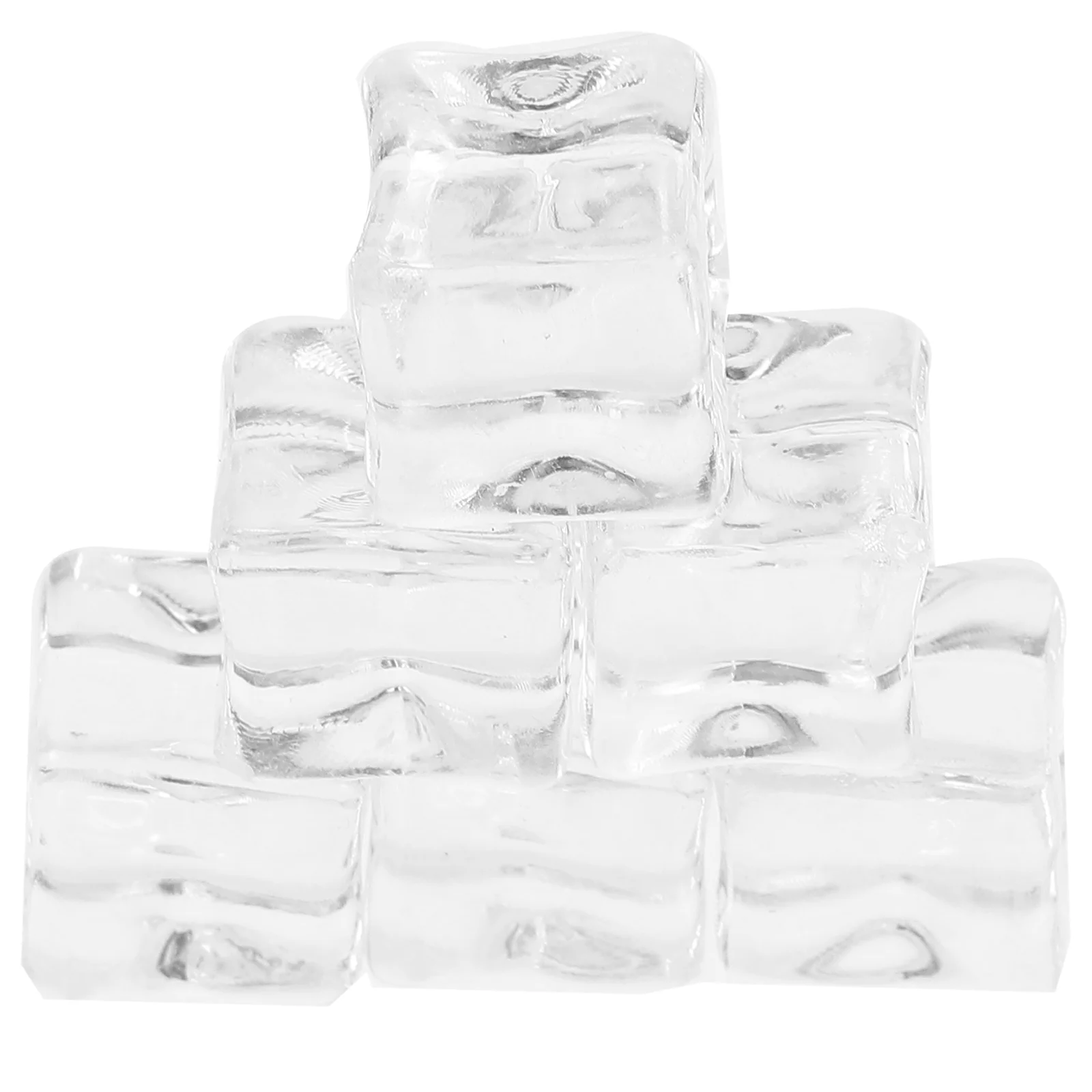 50 Pcs Ice Cubes for Drinks Crystal Stone Photography Props Fish Tank Decorations Reusable Fake Transparent Plastic