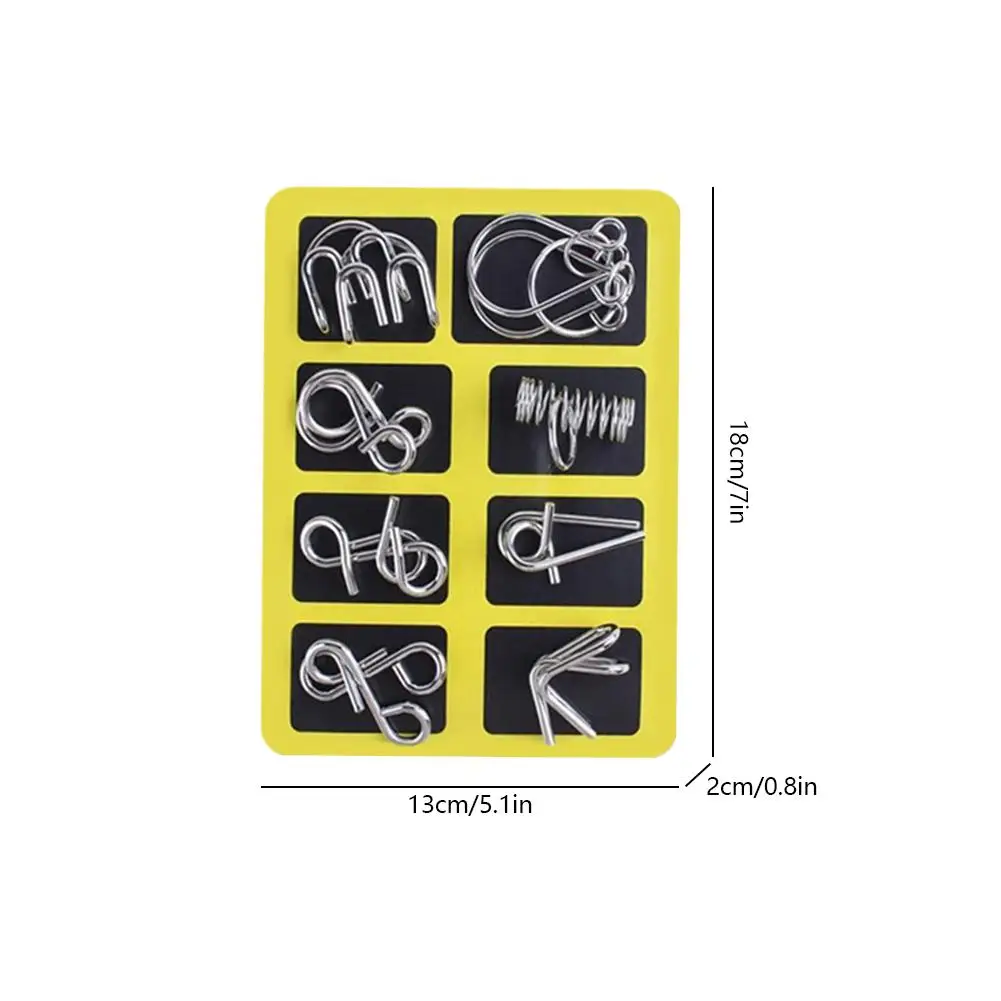 Zestaw 8 łamigłówek - Chińskie łamigłówki z elementami do połączenia i pierścieniami dla dzieci i dorosłych, edukacyjna gra logiczna IQ dla rodziny