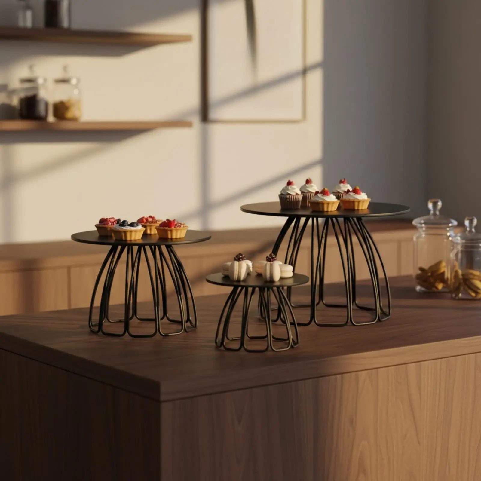 Round Clear Dessert Holder Stand for Cake Cupcake Snack Serving with Durable Metal Support Frame