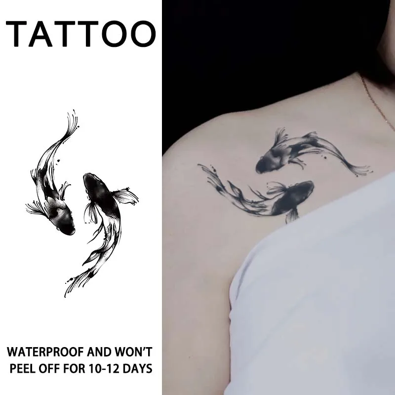 1Pc Koi Fish Waterproof Temporary Tattoo Stickers, Long-lasting Waterproof for One to Two Weeks, Suitable for Arm, Leg.