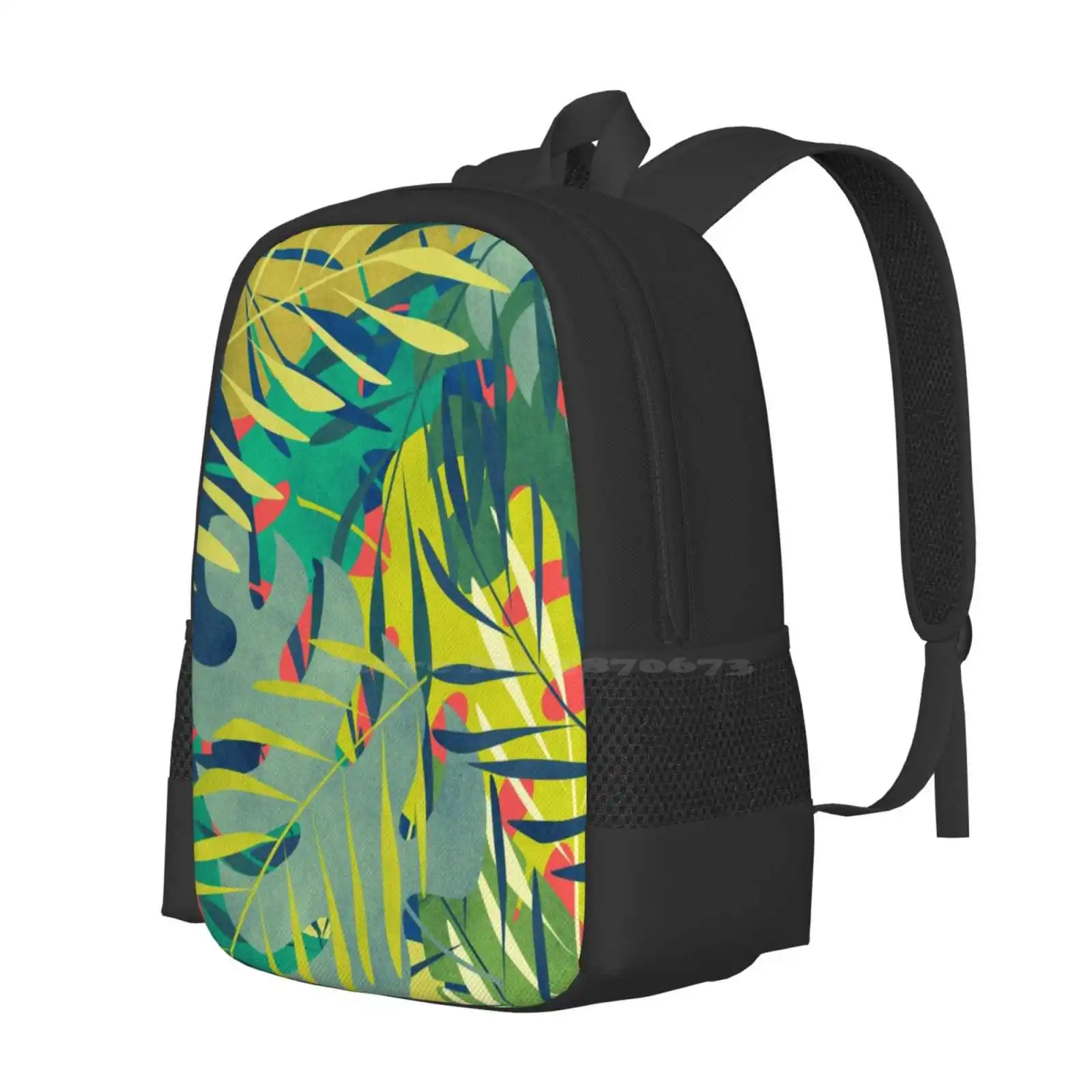 Eden School Bags Travel Laptop Backpack Eden Garden Tropical Jungle Greenery Leaves Monstera Foliage Tracie Andrews Leaf Stems