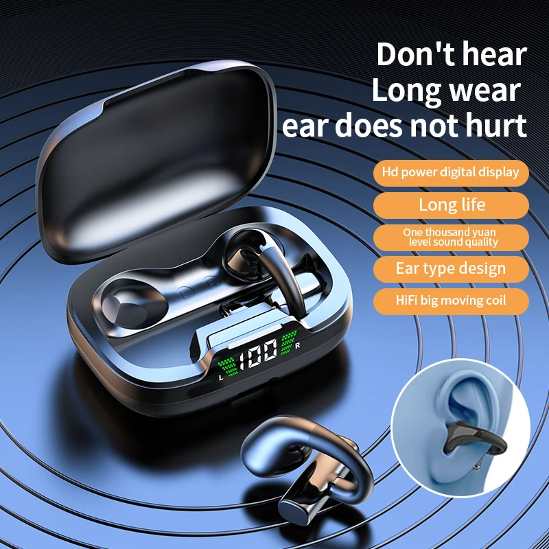 Soleeanre Ear Clip Bluetooth Earphone Wireless Headphones Game Earbuds with Microphone Sports Headset For All Mobile Phones