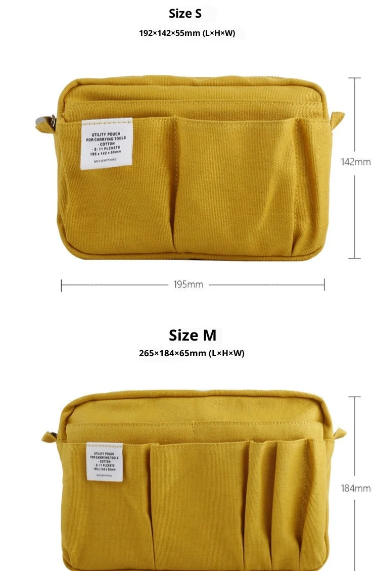 Große Kapazität Canvas Aufbewahrungstasche Einfaches Design für Gymnasiasten Mehrschichtiges Federmäppchen und Tasche für Jungen und Mädchen – Detail 3