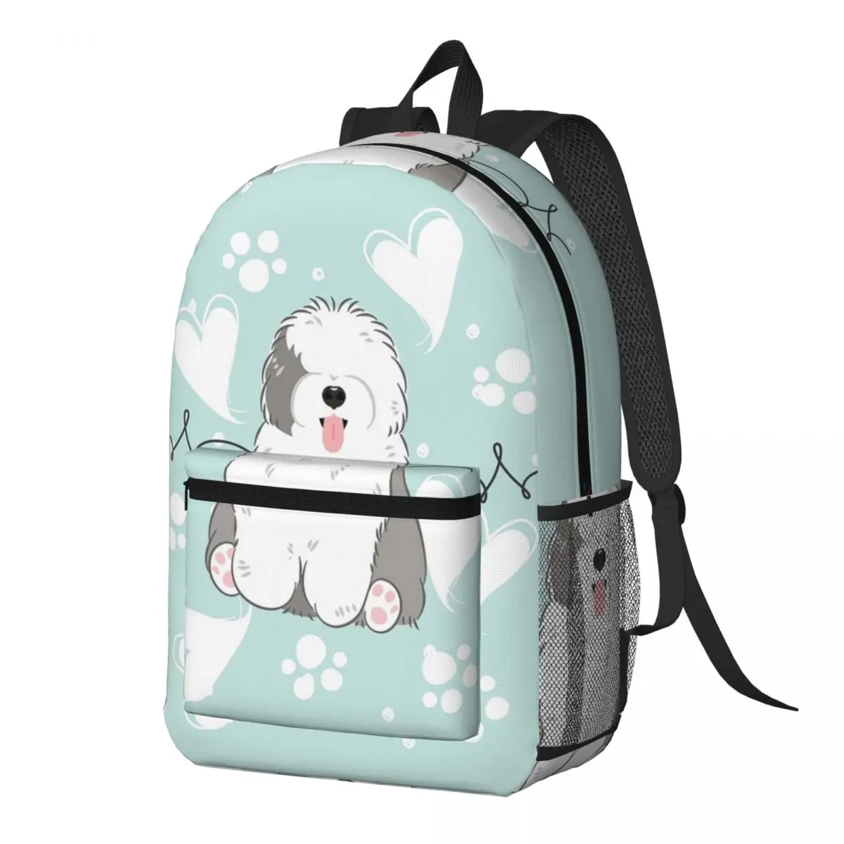 Love Old English Sheepdog Backpack Daypack Large Capacity Boys Girls BookBag School Bag Shoulder Bags for Men Women