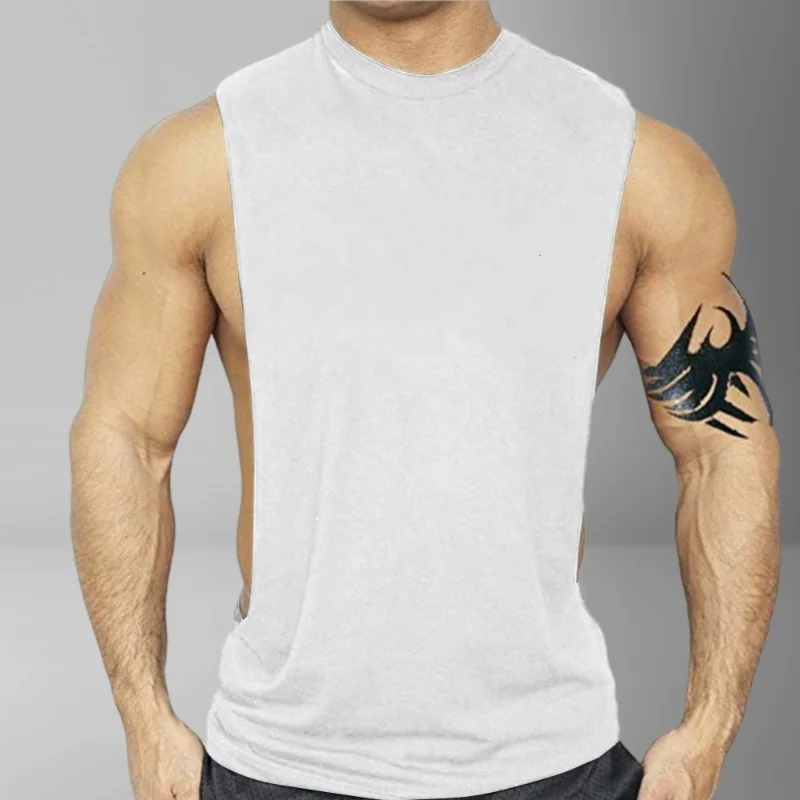 Men's sports vest, running pure cotton T-shirt, summer pure cotton camisole, solid color comfortable and breathable T-shirt