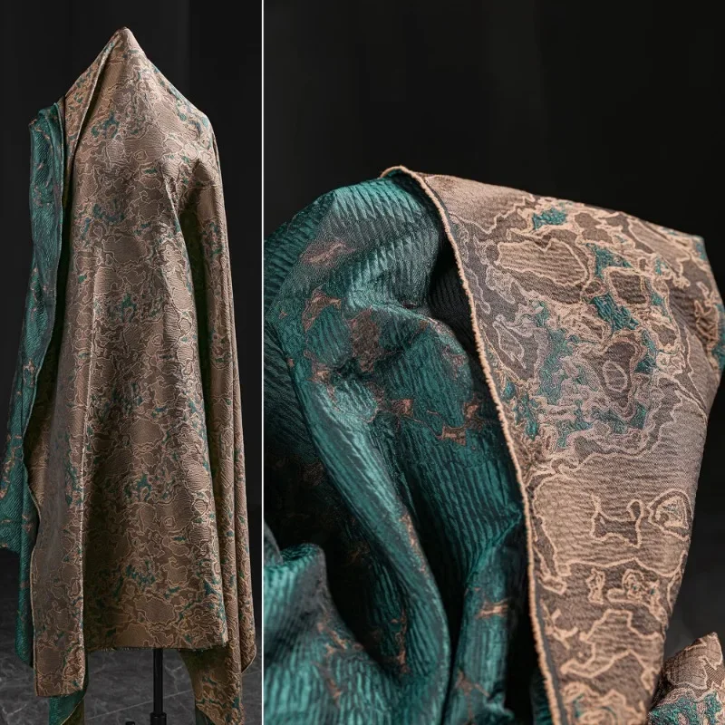 

Зеленый Коричневый Ретро Китайский Змеиный Узор Жаккардовая Ткань Кардиган Костюм Одежда Дизайнерская Одежда Ткань Diy Шитье на метр