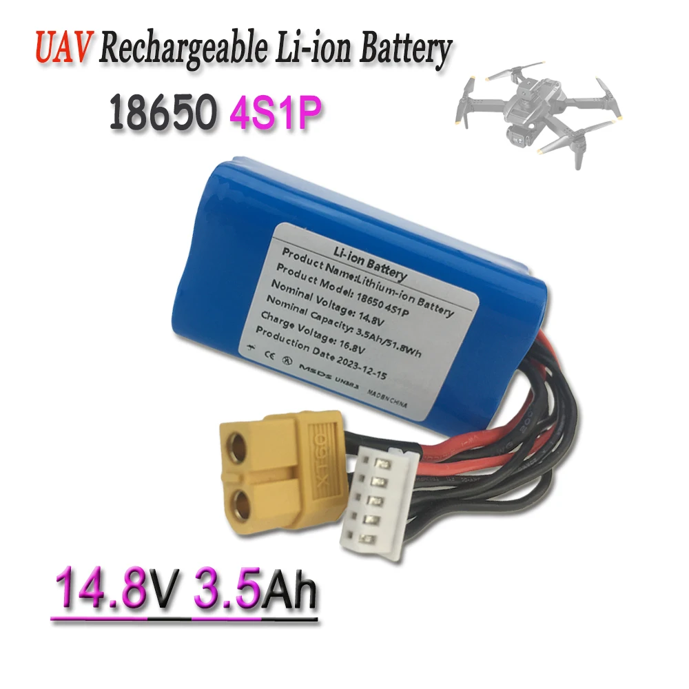 

18650 4S1P 14.8V 3.5Ah High Capacity UAV Rechargeable Li-ion Battery for Various RC Airplane Quadrotor XH2.54-5P XT60