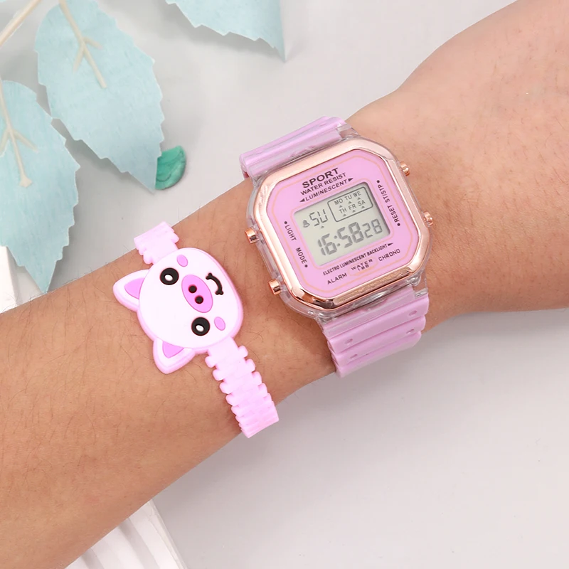 New Fashion Digital Student Transparent Electronic Watch Candy Multicolor LED Women Men Sports Waterproof Watches Clock Gift