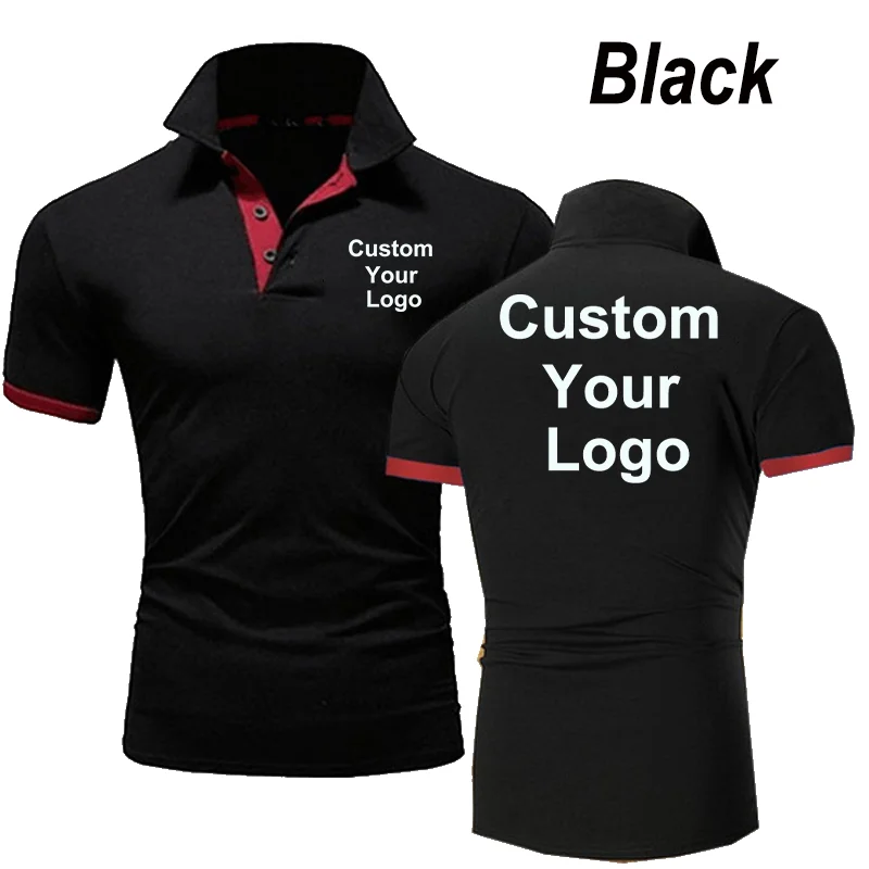 Summer Custom Your Logo Mens Polo T Shirt Cotton Slim Fit Men Casual T Shirt Sports Tops Personality Printing Polo Shirt