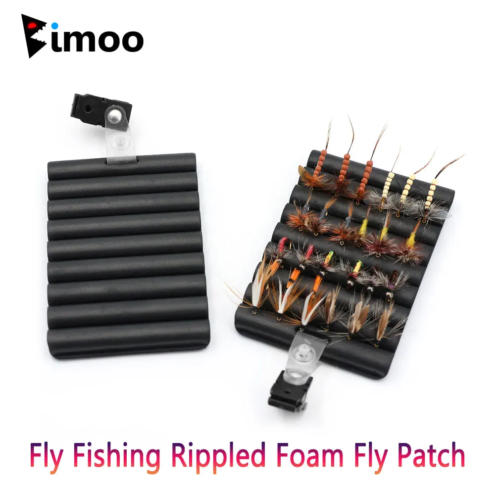 Bimoo 1/2PCS Parche de espuma ondulada para pesca con mosca, para chaleco con clip, soporte para moscas secas, herramienta portátil, accesorios de pesca con mosca