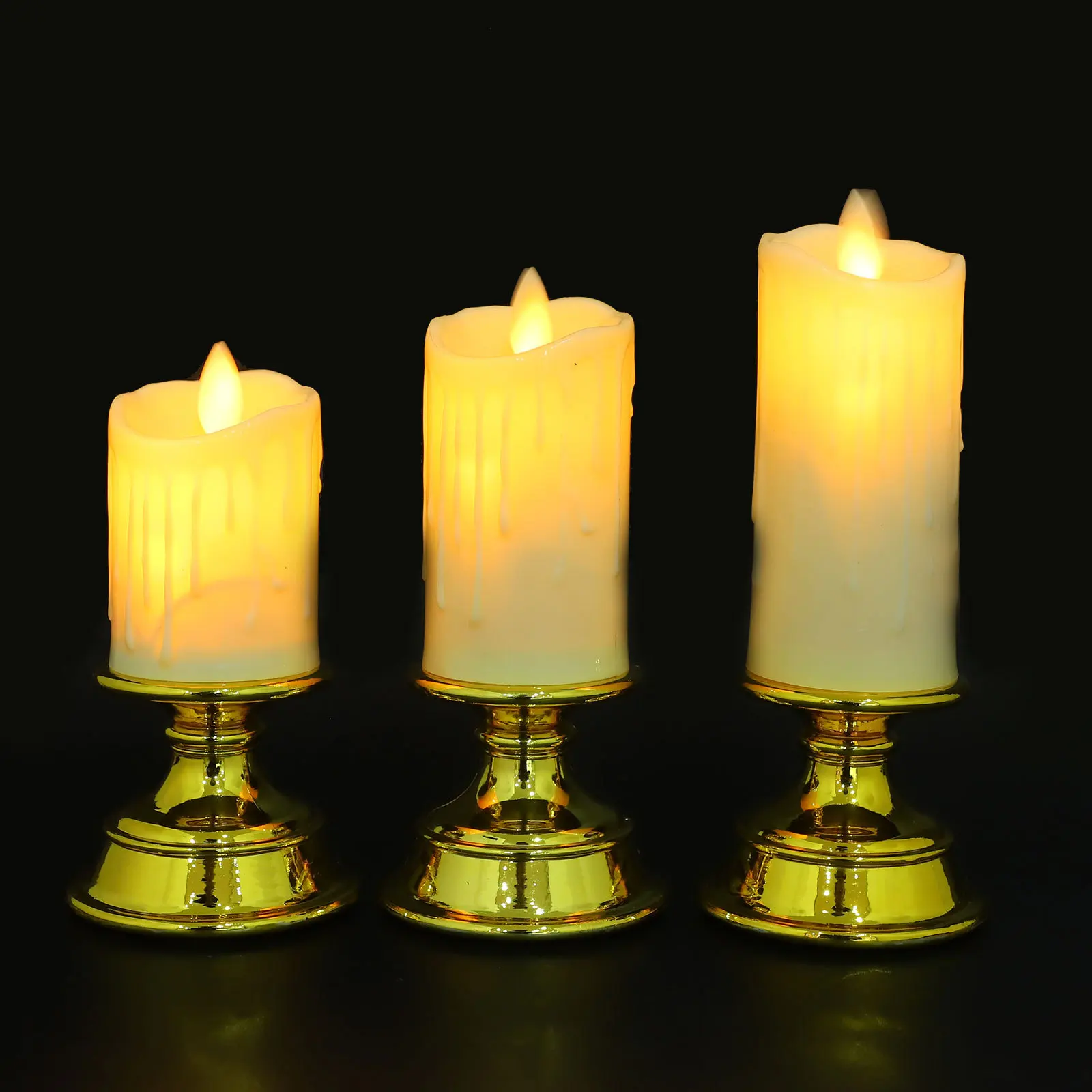 

3pcs Retro Lights Flameless Led Taper Candles Operated Flickering Window Decor For Christmas Valentine Home