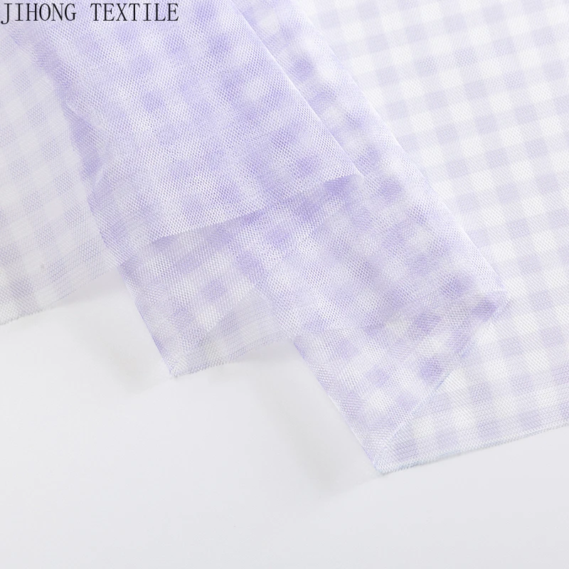 90x150cm Check Tulle Fabric Transparent Mesh Wedding Decor Christmas Event DIY Material Sewing Children\'s Princess Skirts