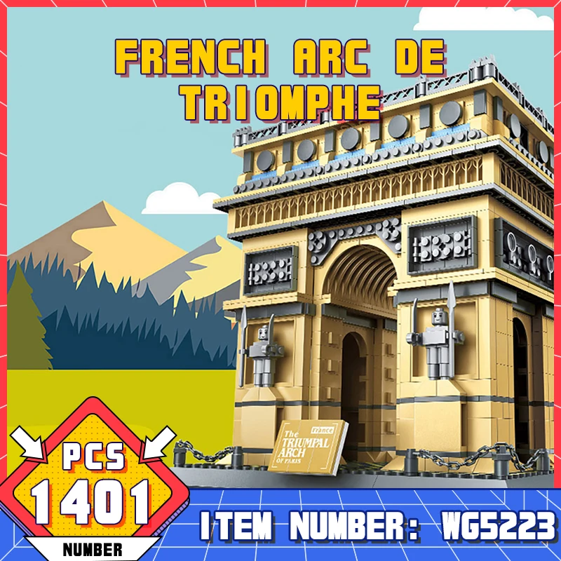 WG5223 Конструкторы Triumphal Arch 1401 шт. Пластиковые самоблокирующиеся кирпичи Модель для унисекс Идеально подходит для де...