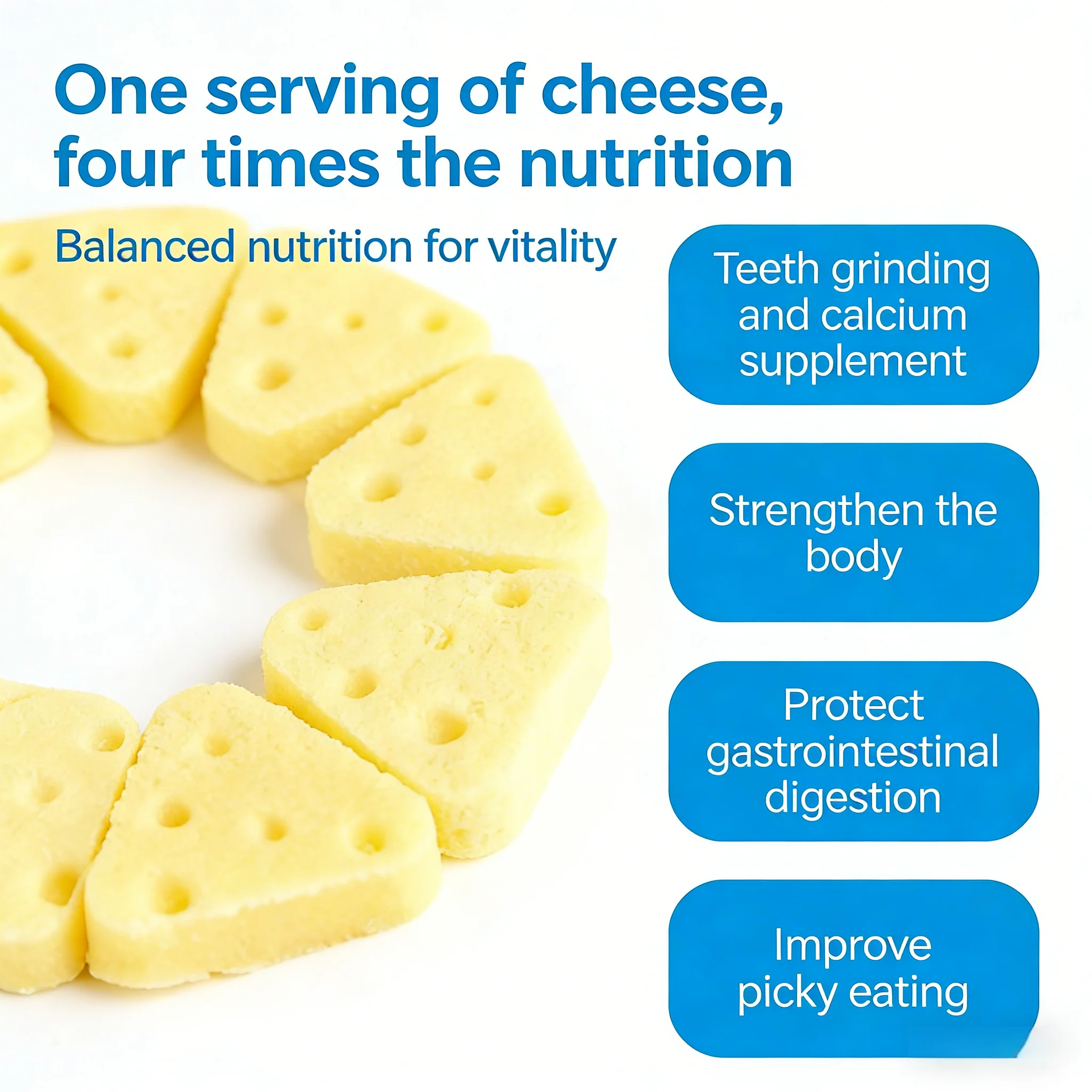 Hamster cheese teeth-grinding snacks, freeze-dried cheese, edible golden hamster food, weight gain and nutrition supplement, cal