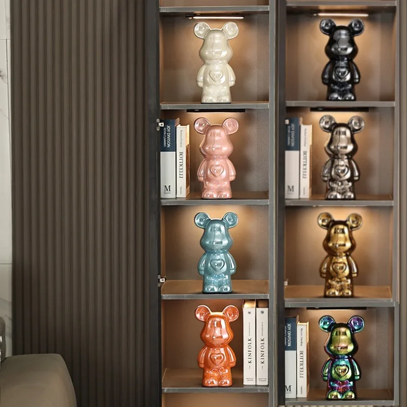 

18CM Light Luxury Violent Bear Electroplating Ornaments Entrance Living Room Wine Cabinet Home Cartoon Decorations