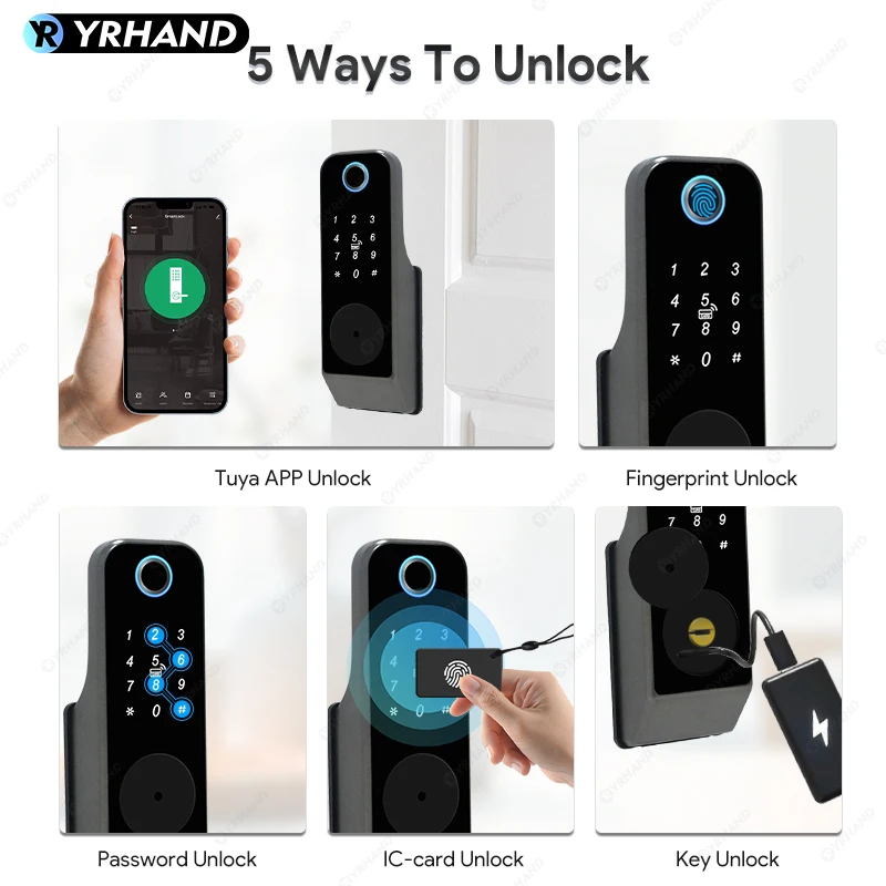 Fingerprint Lock Waterproof Tuya Wifi Remote Control Bluetooth TTLock App Mechanical Electronic Smart Door Lock for Home