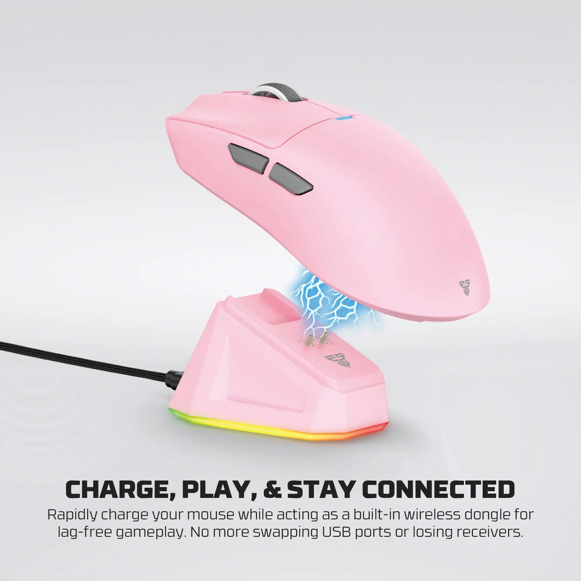 FANTECH TANTO S WG13S Mouse da gioco wireless PixArt PAW3395 Mouse 8K Hz 26000 DPI Mouse macro dock ricaricabile magnetico per giocatori