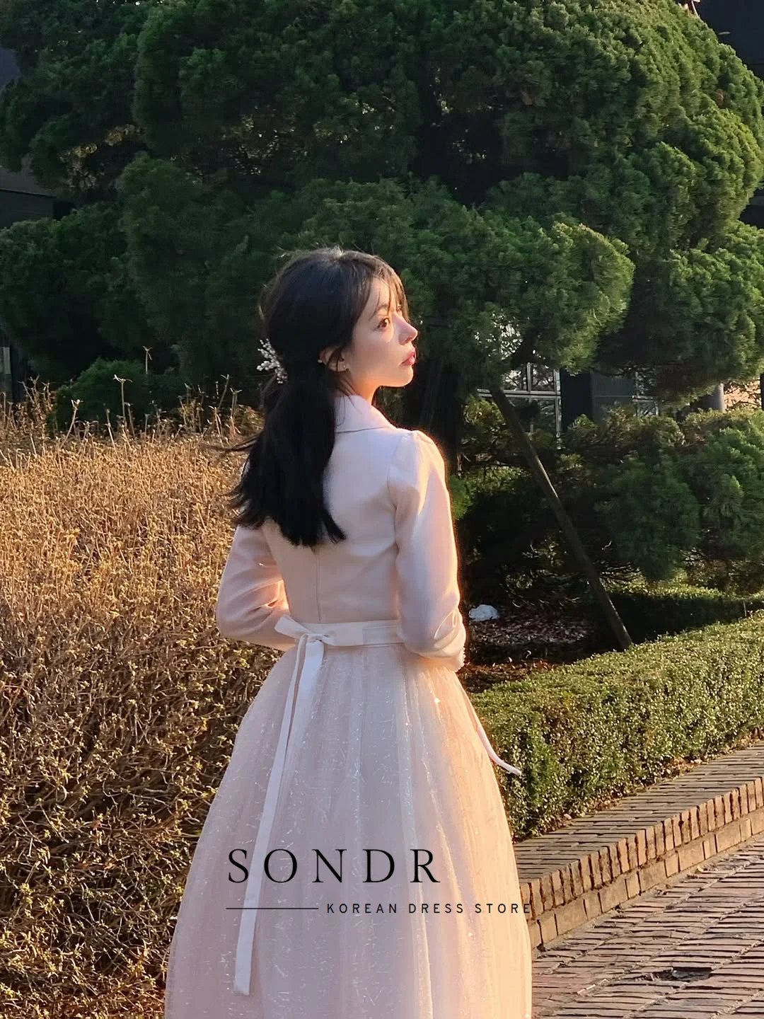 Sukienki Hanbok 2w1 Sondr na zamówienie, koreańskie sukienki wieczorowe, tiulowa i satynowa sukienka z dekoltem w serek, długie rękawy, sukienki ślubne, na przyjęcie weselne, na studniówkę