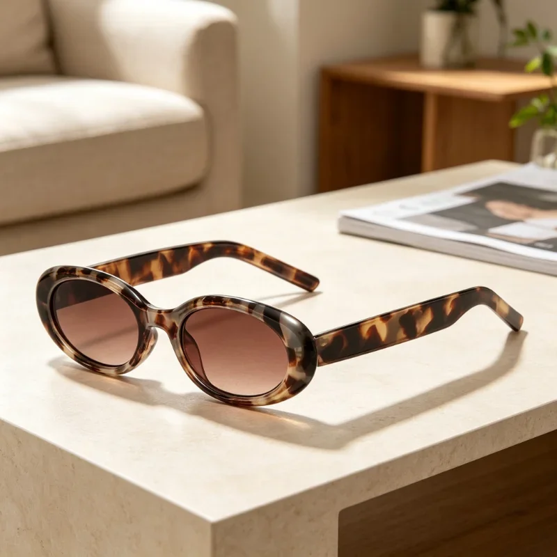 Trendy Stylish Small Oval Sunglasses Retro Narrow Frame UV400 Shades for Women Men Multiple Colors Lightweight Eyewear Daily