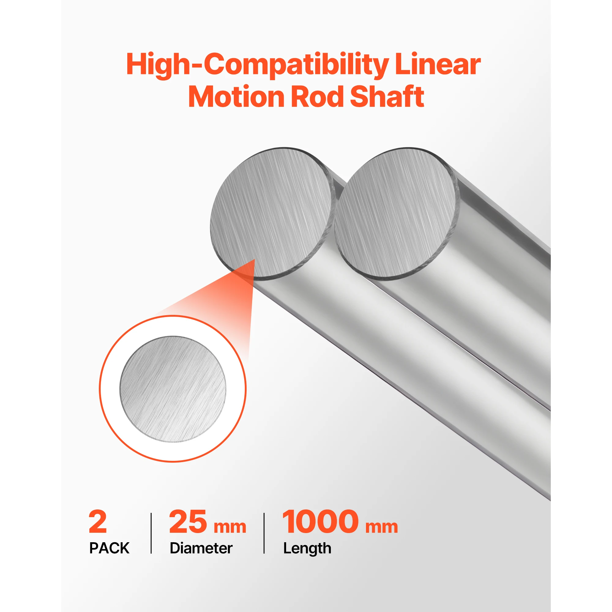 SucceBuy Linear Motion Rod/Rail Kit 25x1000/20x1200mm Carbon Steel Linear Rod Shaft High Precision for Cutting Grinding Machine