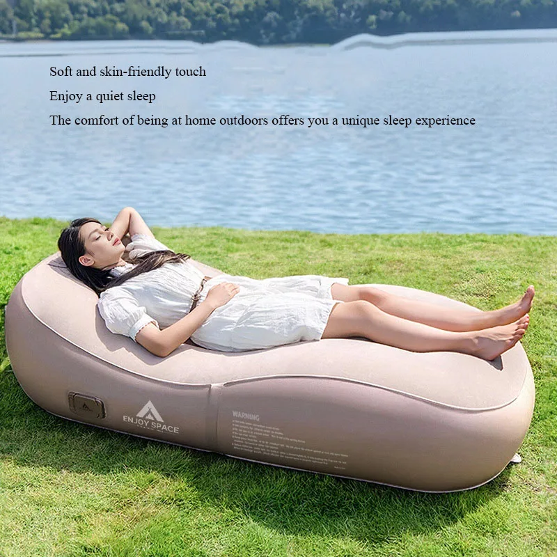 Automatic Inflatable Lazy Sofa Folding Music Festival Nap Camping Lounge Chair For Sleep Rest With Electric Detachable Air Pump