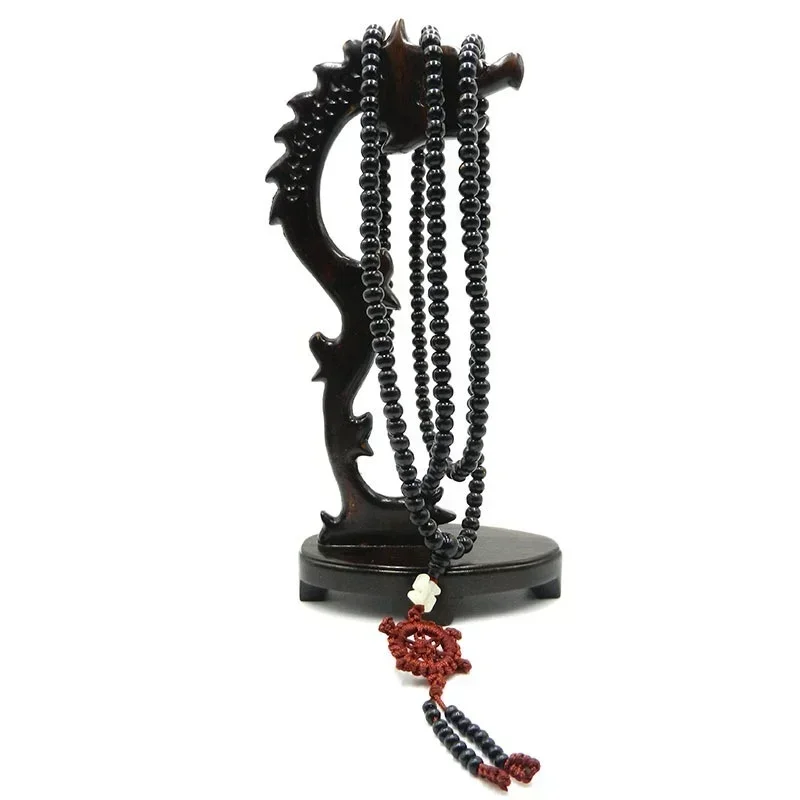 Natural Sandalwood Bracelets Men Buddhist Buddha Meditation Bead Bracelet for Women Prayer 216 Beads Rosary Hanging Decoration