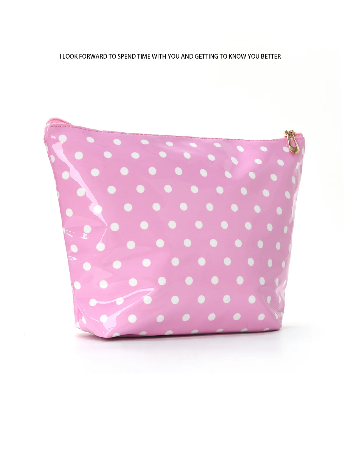 Modische, hochwertig aussehende, geräumige Aufbewahrungstasche, tragbare Handtasche für Toilettenartikel, glänzende Make-up-Tasche mit Tupfenmuster. – Detail 2