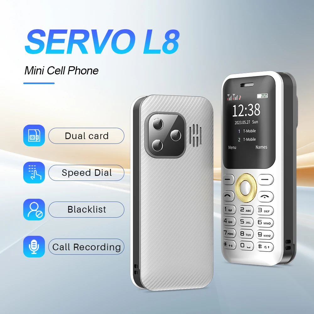 SERVO L8 Smallest Mobile Phone GSM Magic Voice Call Recording Blacklist FM Bluetooth Dial Mini Button Cellphone Dual SIM Standby