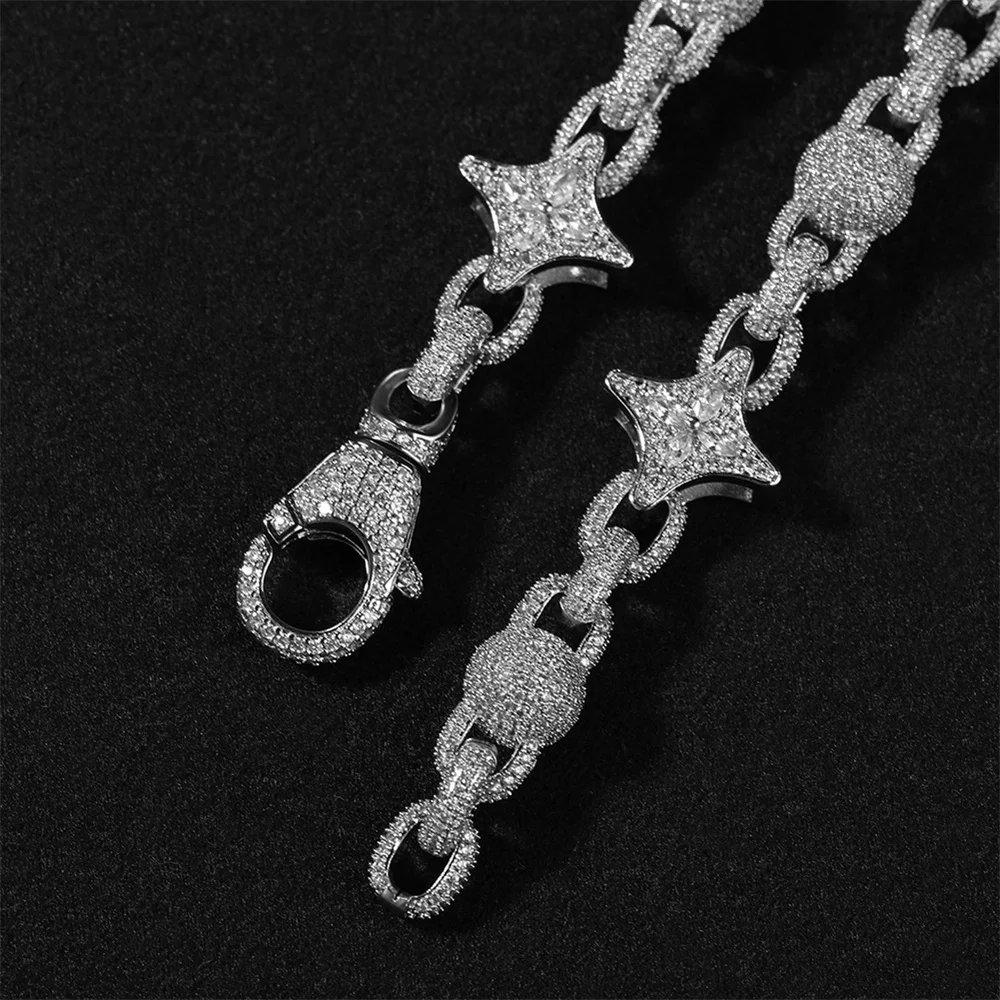 Icedminer 17mm Star Chain Iced Out Cuban Link Chain Bracelets for Men Women Brass Zircon Hip Hop Jewelry Free Shipping view 3