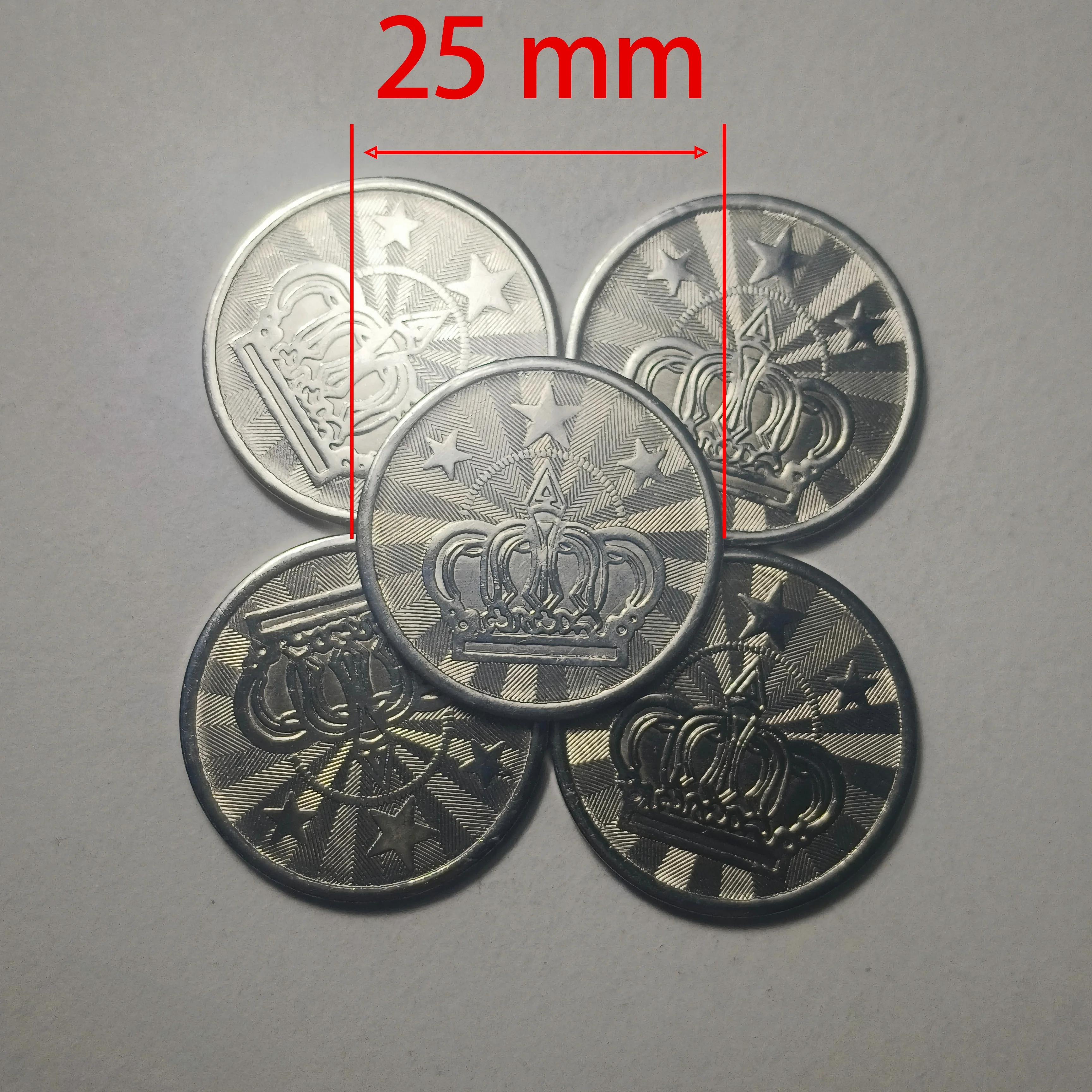 100 sztuk monet arcade ze stali nierdzewnej o średnicy 23/24/25 mm z wzorem korony, używanych do automatów do gier i automatów sprzedających. — zdjęcie produktu 3