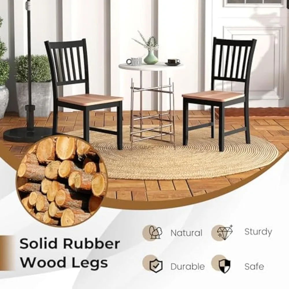 Wooden Dining Chairs Set of 4, Farmhouse Kitchen Chair with Rubber Wood Legs, Easy to Assemble Armless Dining Side Chairs