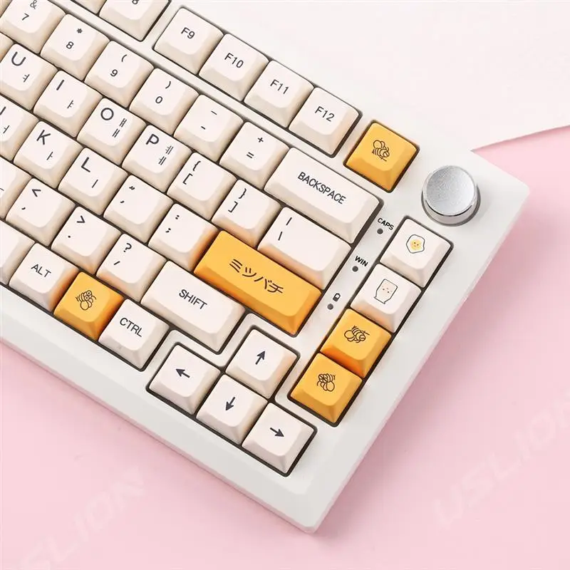 

USLION 140 Keys Honey Milk Theme XDA Keycaps PBT Dye Sublimation Korean Japanese English Key Caps For Gaming Mechanical Keyboard