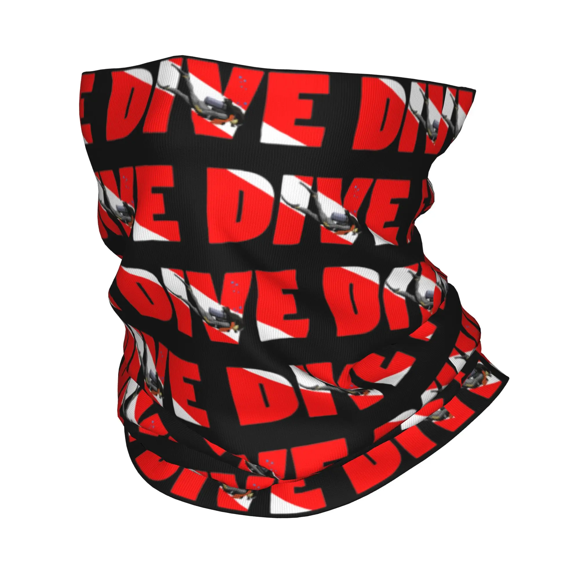 Scuba Dive Flag And Diver Winter Headband Neck Warmer Men Women Hiking Camping Tube Scarf Diving Lover Face Bandana Gaiter