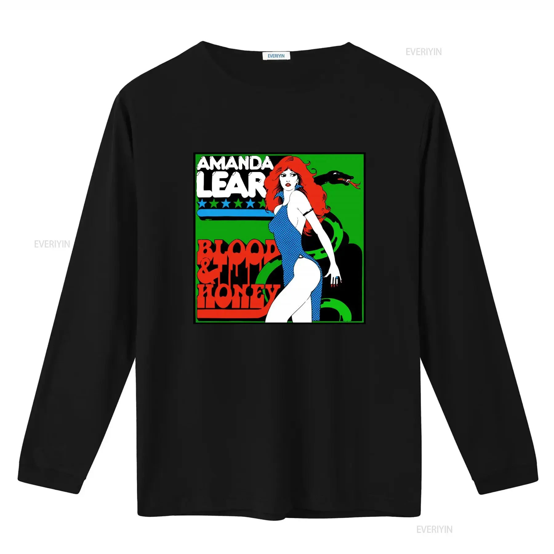 Amanda Lear Blood Honey 1977 Retro Style Single Promo T Shirt vintage Washed Breathable Stretched designer clothes fashion