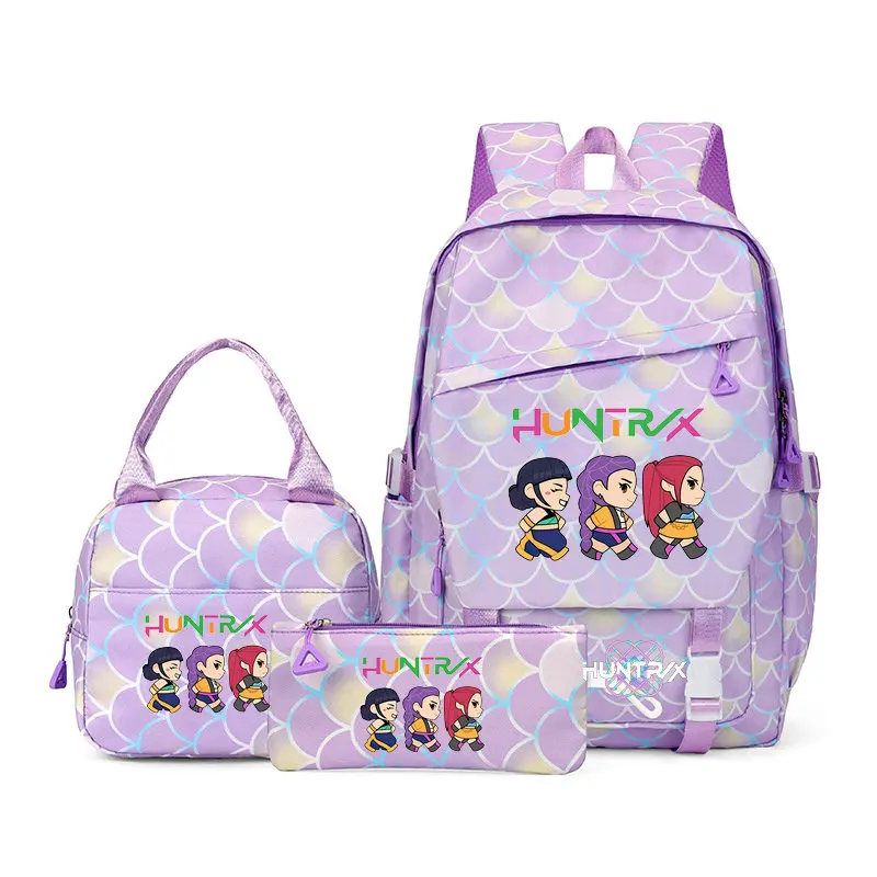 Kép 5: Kpop Démon Vadász Imprimé kelme 3pcs/set Diák Fiú Elárusítónő Iskolatáska Színes Hátiszák vel Ebéd Olvasottság gyerekek Fiatalemberjüngst legutóbb Iskola bookbag