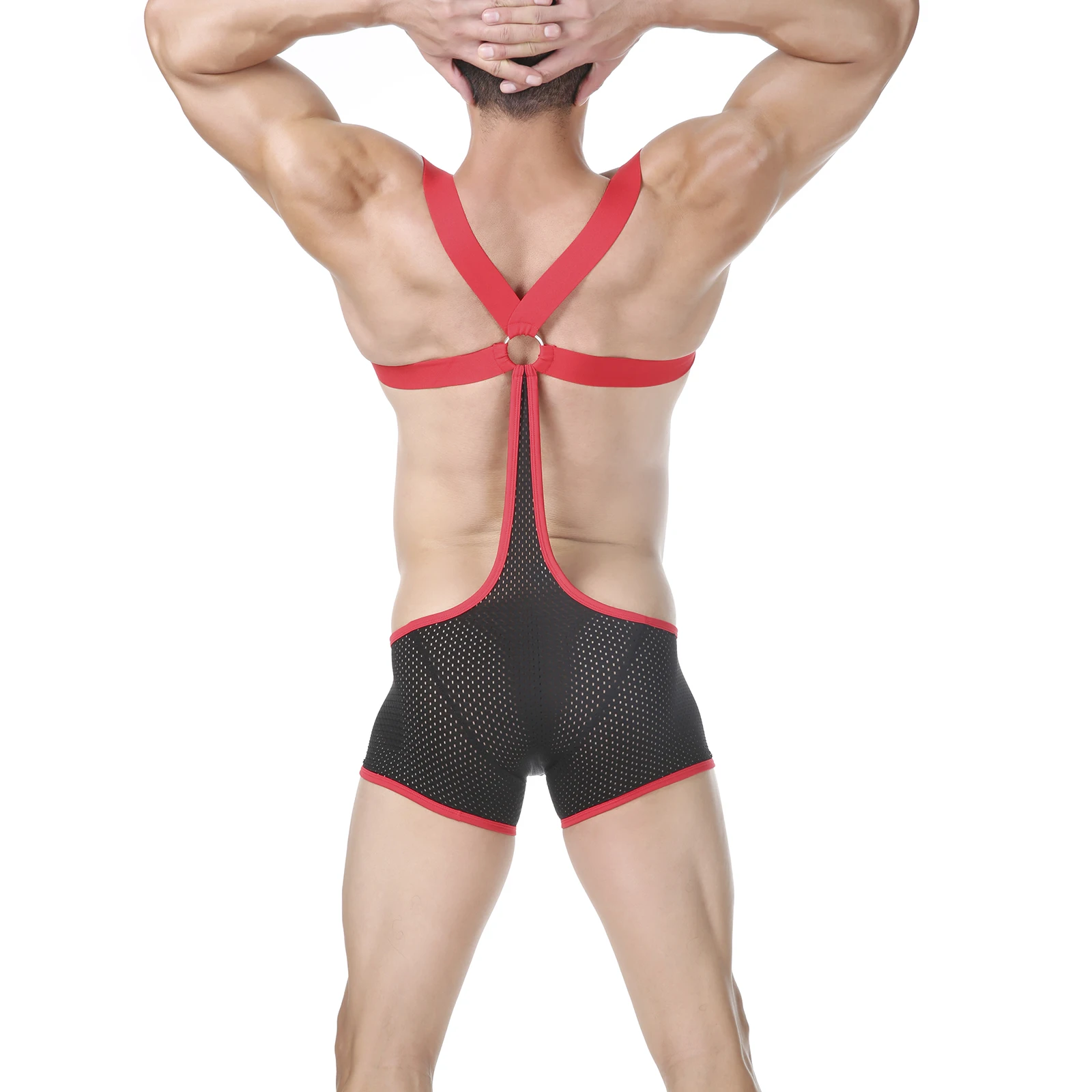 Men Wrestling Singlet Breathable Mesh Jumpsuit Fitness Sports Leotard Underwear Man Backless Elastic Bodysuits Gyms Sportswear image 5