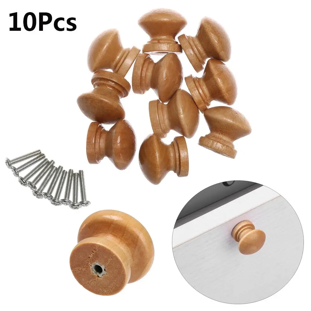 10pcs Hardware Cupboard Wardrobe Pulls Cabinet Dresser Furniture Fitting Cabinet Pulls Door Handle Natural Wooden Drawer Knob